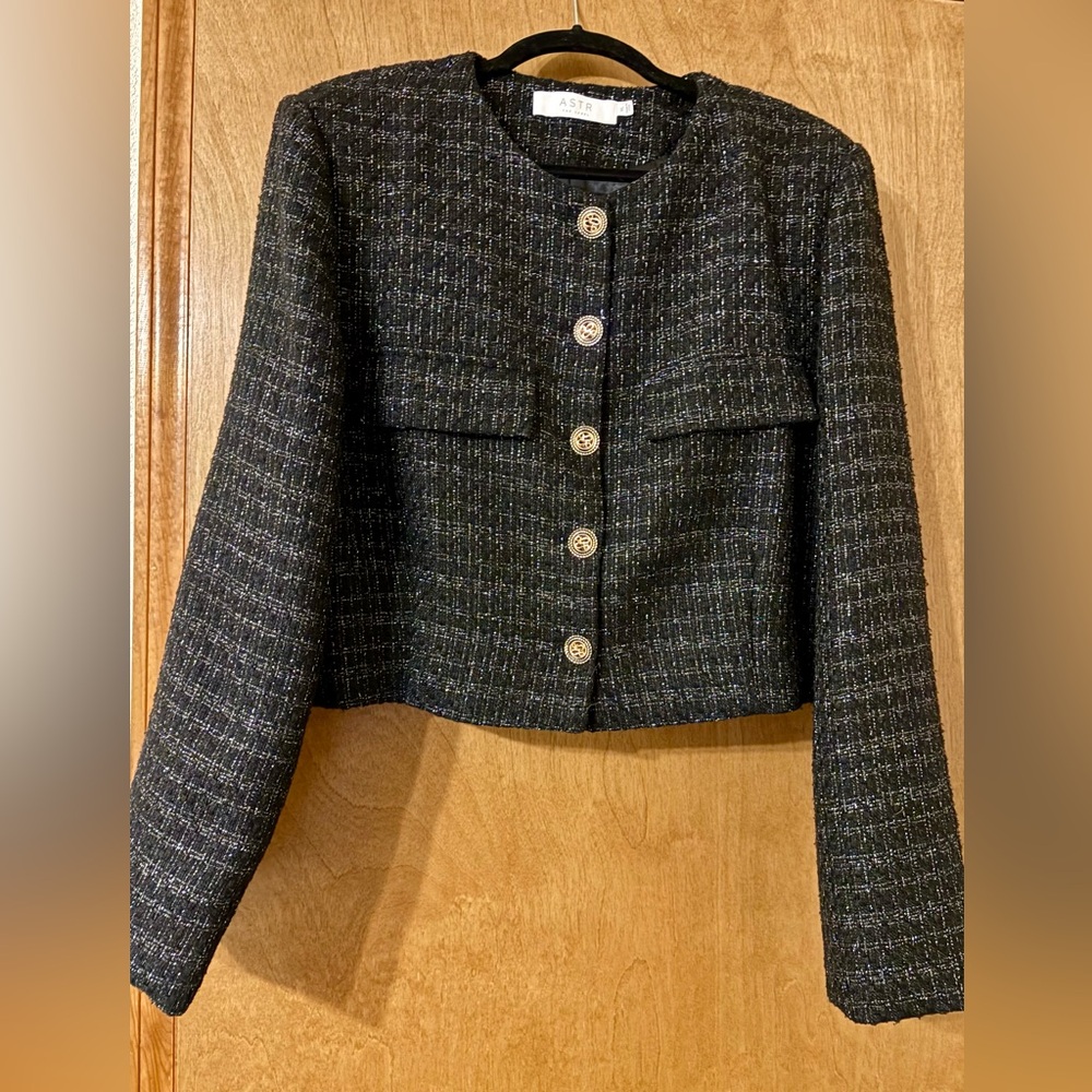 Astr Black and Gray Tweed Jacket